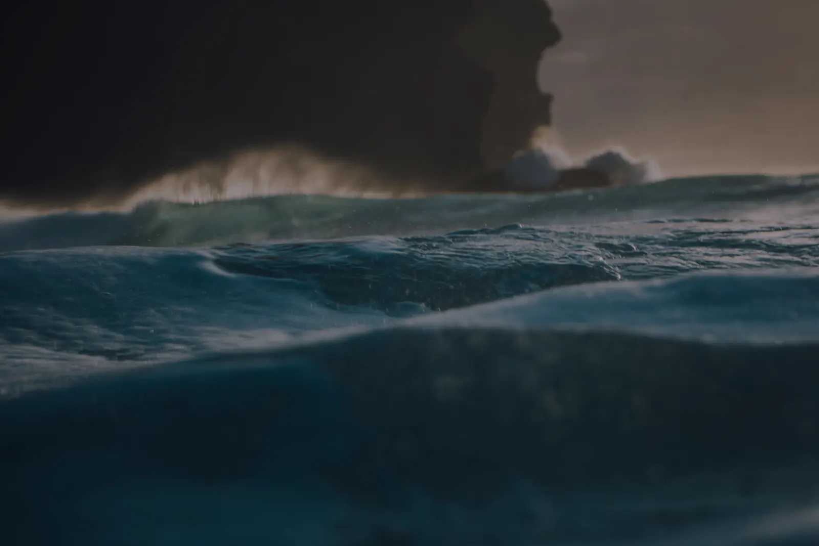 Wave-level swell below a sea cliff